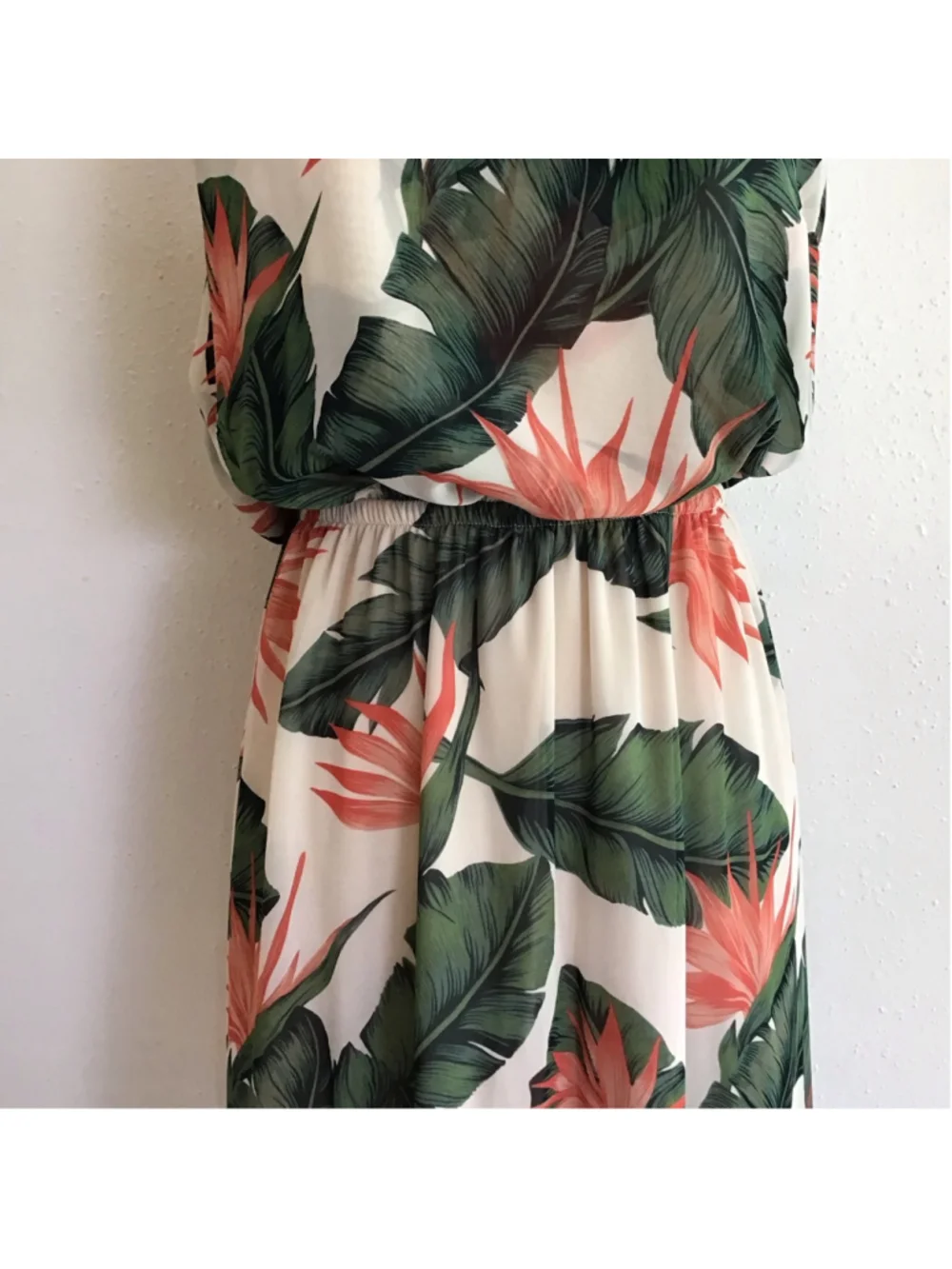 Show Me Your Mumu Women Elegant Fun Maxi Dress L White Green Tropical Print - Picture 5 of 14